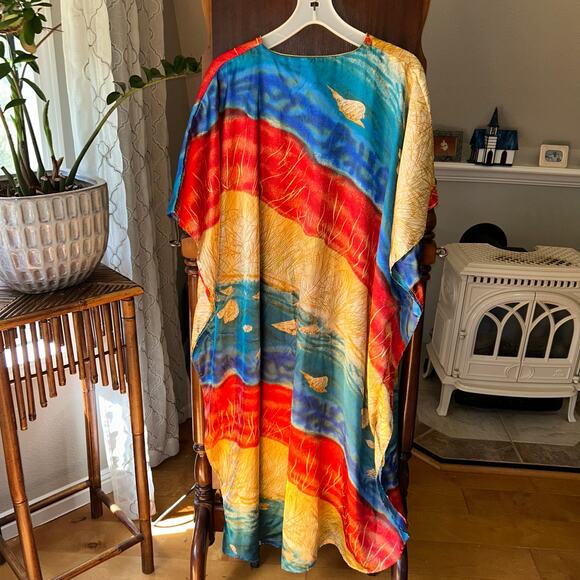 Winlar Kaftan One Size Fits Most 41" W x 48" L Bohemian Maxi Dress Robe Tunic - Picture 8 of 11